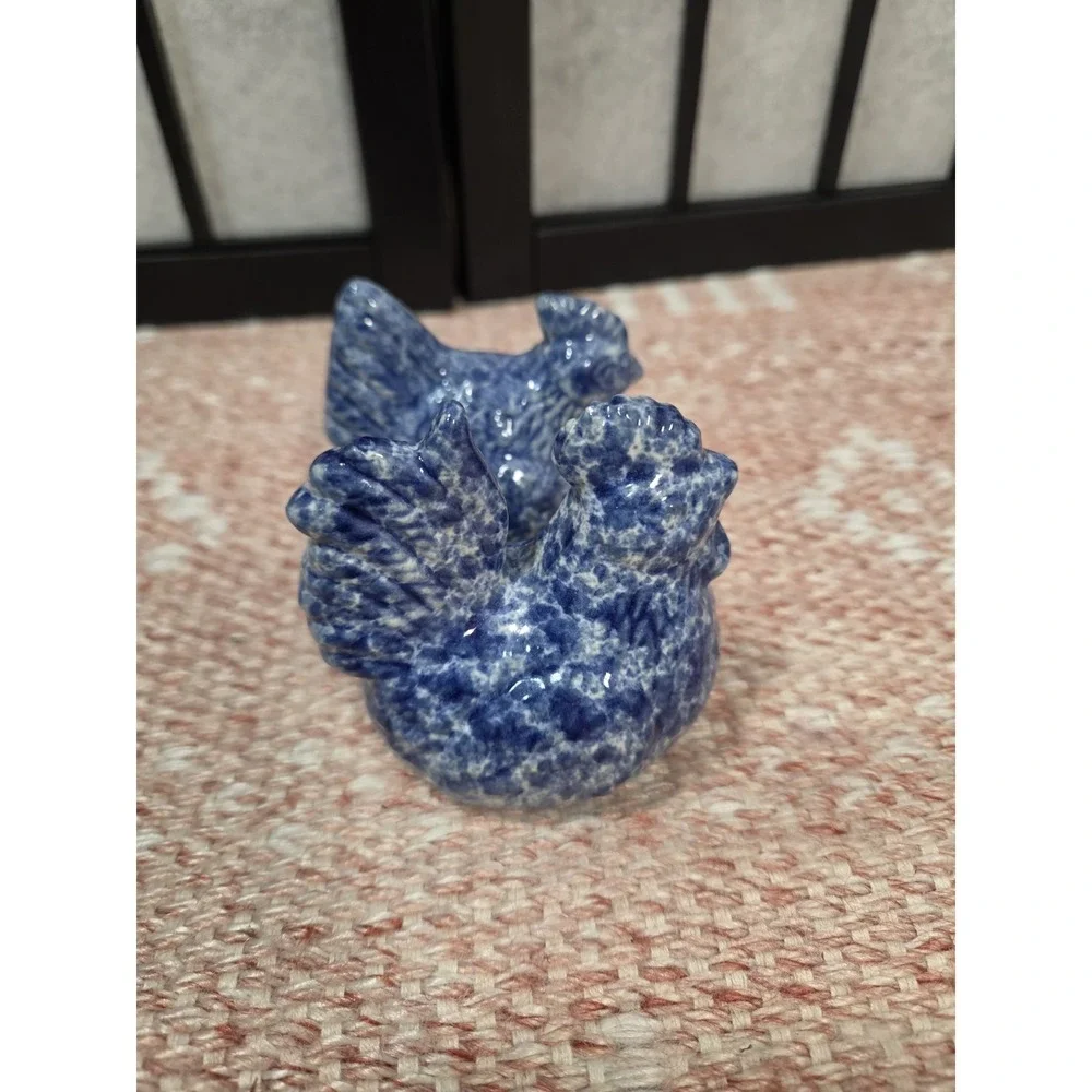 Vintage Blue Rooster Americana Salt and Pepper Shaker Set Cottagecore Momcore